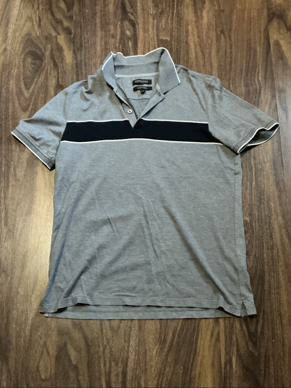 Men's Gray Polo Shirt with Black Stripe -Banana Republic